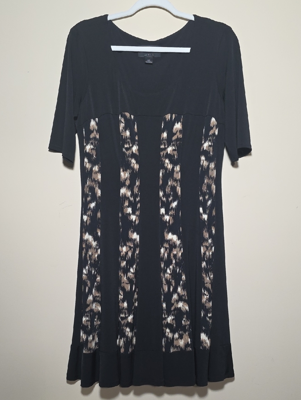 Connected Apparel Petite 12P Dress | Black Patterned Panel